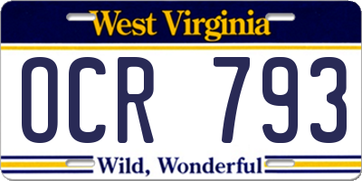 WV license plate OCR793