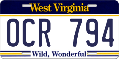 WV license plate OCR794