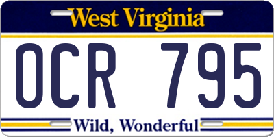 WV license plate OCR795