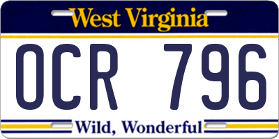 WV license plate OCR796