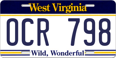 WV license plate OCR798