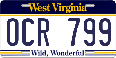 WV license plate OCR799