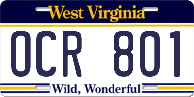 WV license plate OCR801