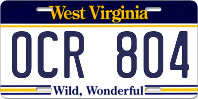 WV license plate OCR804