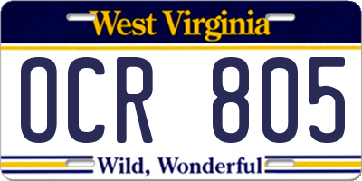 WV license plate OCR805