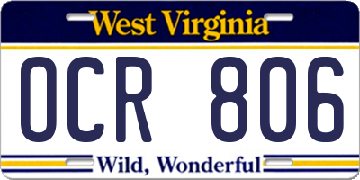 WV license plate OCR806