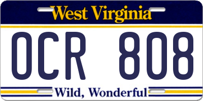 WV license plate OCR808