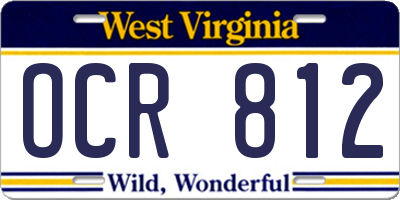 WV license plate OCR812
