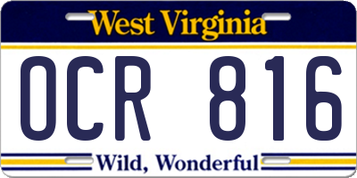 WV license plate OCR816
