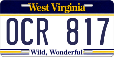 WV license plate OCR817