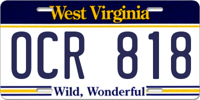 WV license plate OCR818