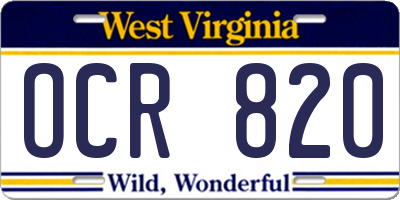 WV license plate OCR820
