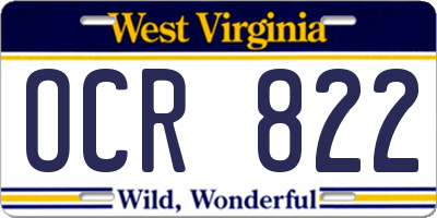 WV license plate OCR822