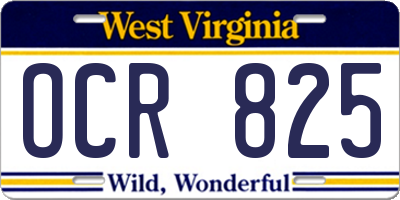 WV license plate OCR825