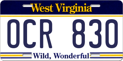 WV license plate OCR830
