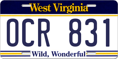 WV license plate OCR831