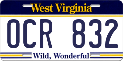 WV license plate OCR832