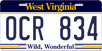 WV license plate OCR834
