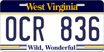 WV license plate OCR836