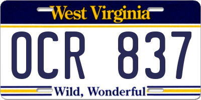 WV license plate OCR837