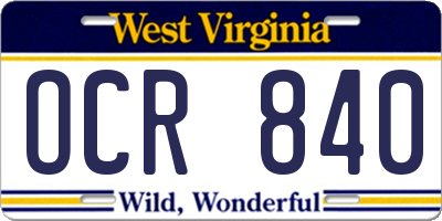 WV license plate OCR840