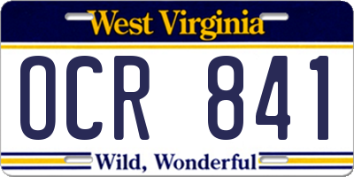 WV license plate OCR841