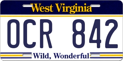 WV license plate OCR842