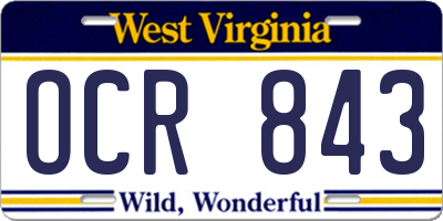 WV license plate OCR843