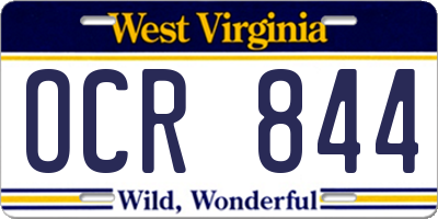 WV license plate OCR844