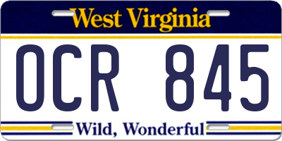 WV license plate OCR845