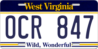 WV license plate OCR847