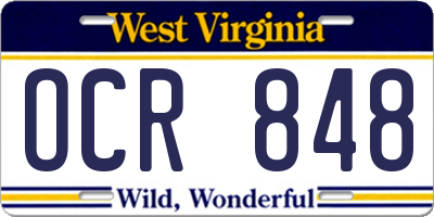 WV license plate OCR848