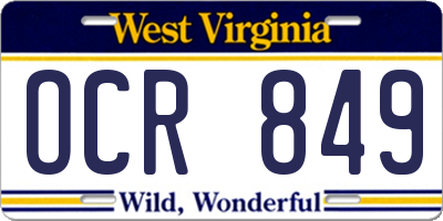 WV license plate OCR849