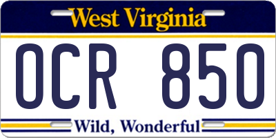 WV license plate OCR850