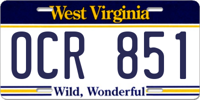 WV license plate OCR851