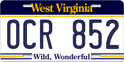 WV license plate OCR852