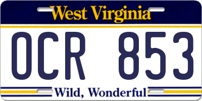 WV license plate OCR853