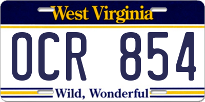 WV license plate OCR854