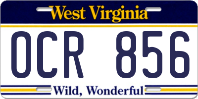 WV license plate OCR856