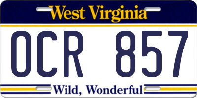 WV license plate OCR857