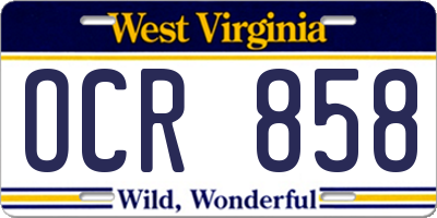 WV license plate OCR858