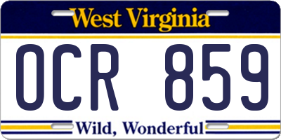 WV license plate OCR859