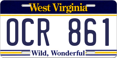 WV license plate OCR861