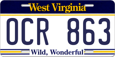 WV license plate OCR863