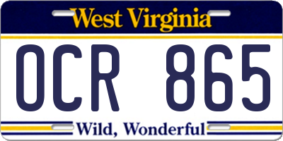 WV license plate OCR865