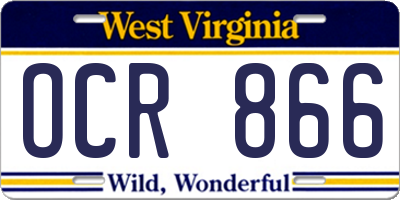 WV license plate OCR866
