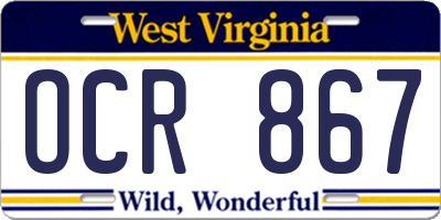 WV license plate OCR867