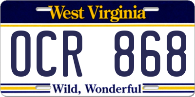 WV license plate OCR868