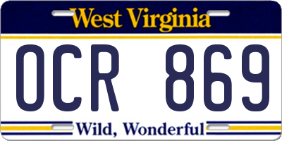 WV license plate OCR869