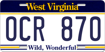 WV license plate OCR870